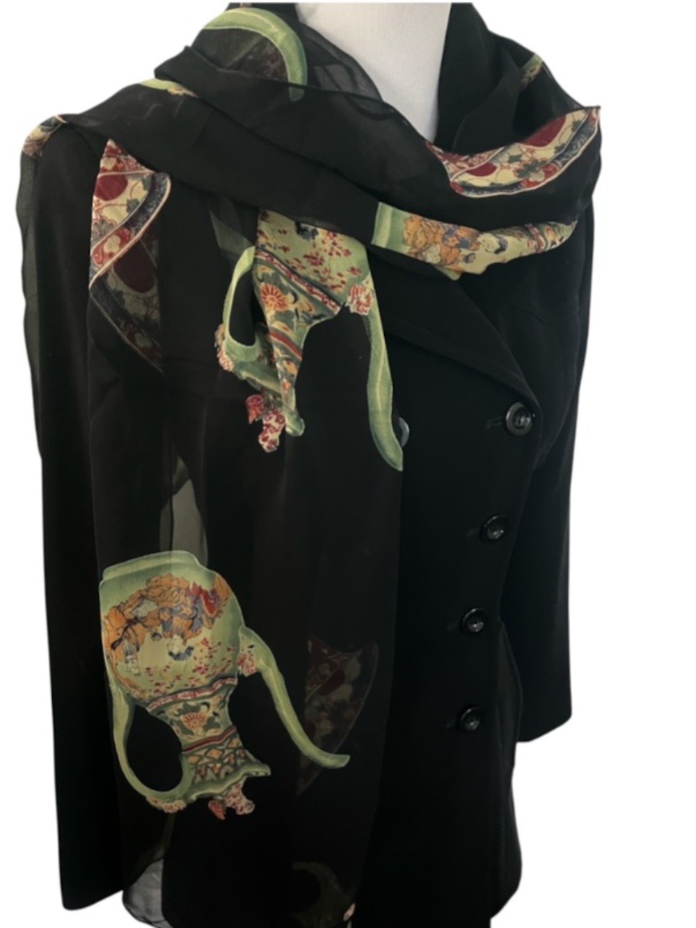 Vintage HARARI Silk Japanese Tea Time Scarf